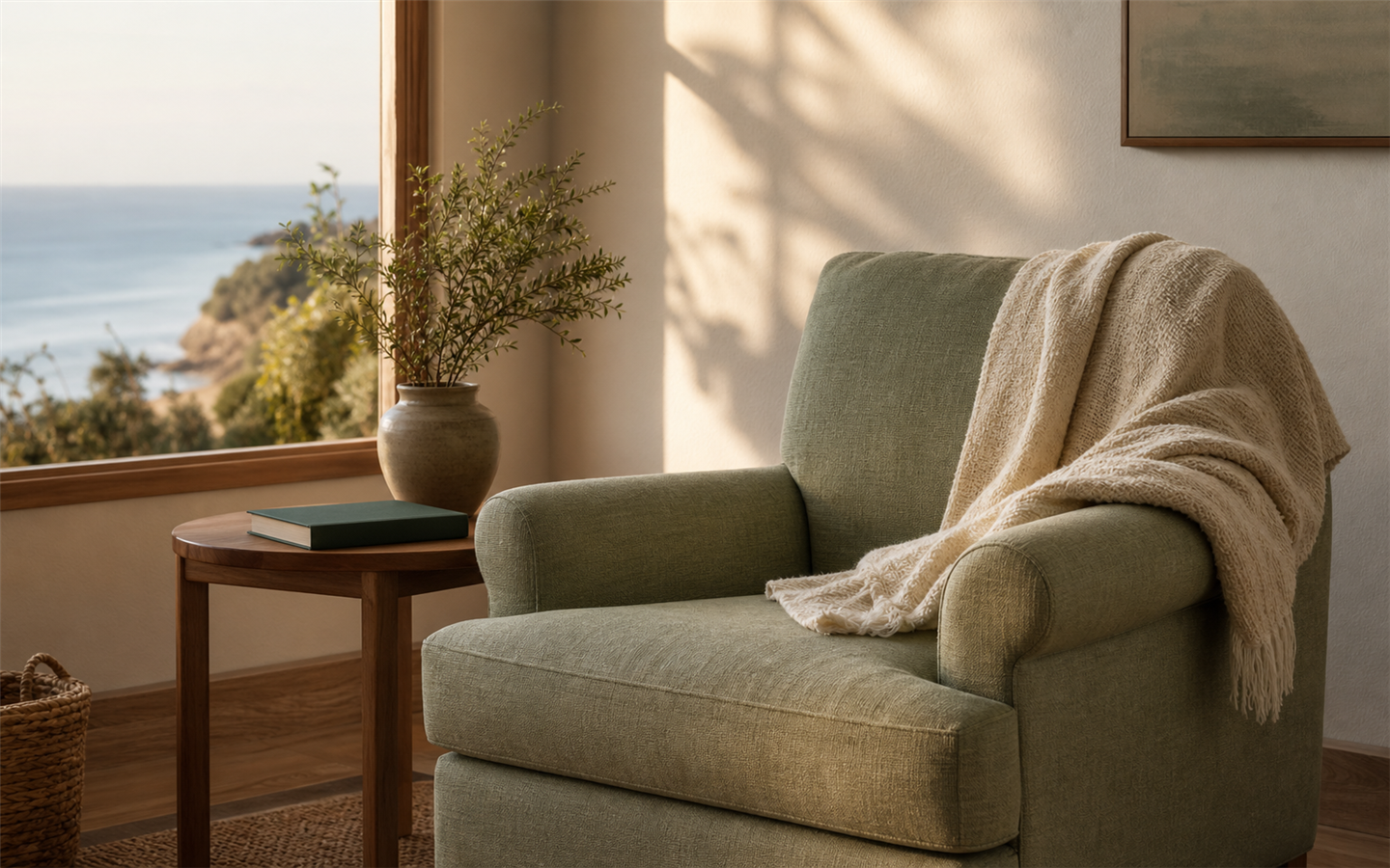 A quiet reading corner with soft light for steady ongoing recovery work